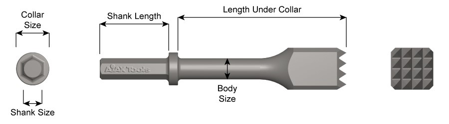 7/8" X 3-1/4" Shank, Paving Breaker Chisel, Bushing Tool 10010
