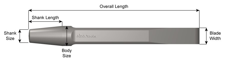 Standard Shank, Rivet Buster, Flat Chisel, 9" long 221