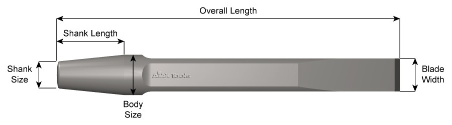 Standard Shank, Rivet Buster, Sidecut Chisel, 9" long 222