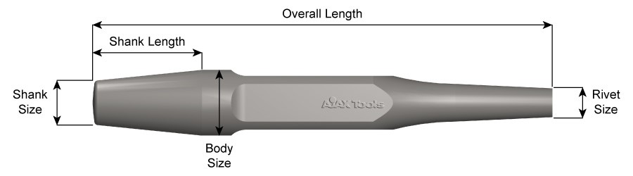 Standard Shank, Rivet Buster, Back Out Punch, Rivet Size 3/4",9" Long 226