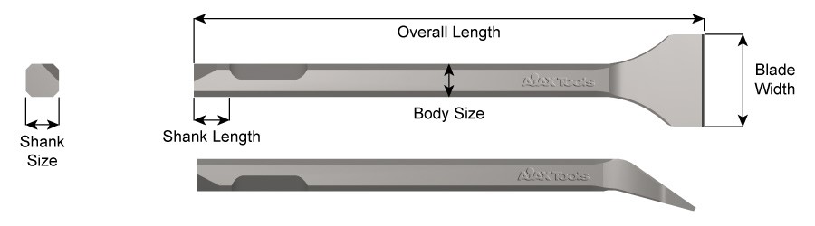 IR Shank, Weld Flux Scaler, 1-3/8" Angle Chisel, 7" Long 384