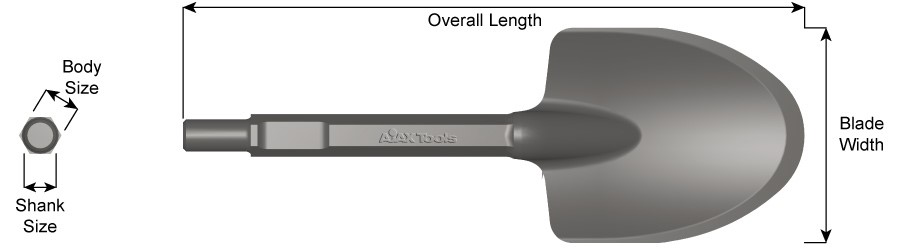5/8" Round Spline Shank, Clay Spade, 15-1/2" Long 5016