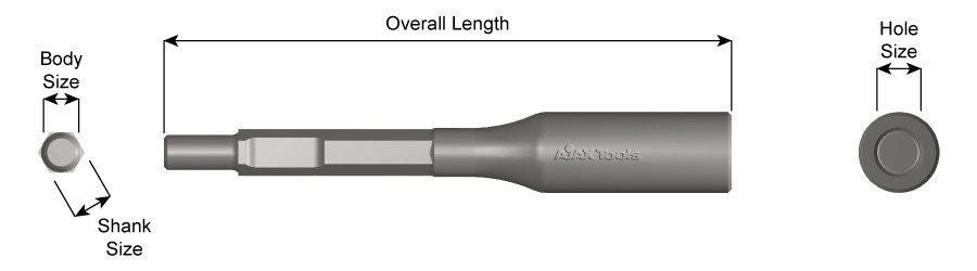 5/8" Round Spline Shank, 2" Ground Rod Driver, 10-1/2" Long 5017