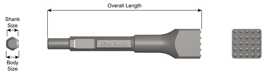 5/8" Round Spline Shank, Carbide Bush Tool, 9-1/2" Long 5018CB