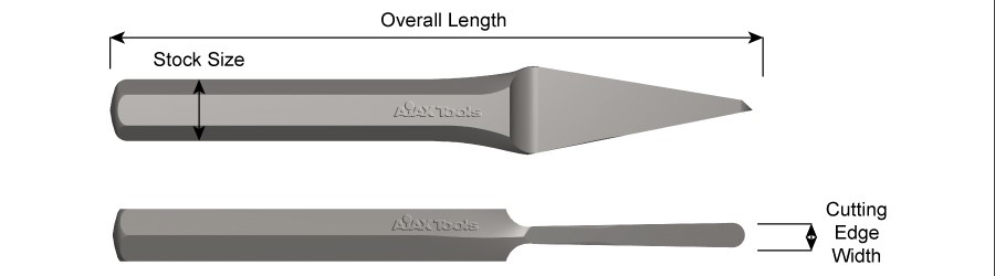 Hand Round Nose Chisel, 7/8" Stock, 9" Long, 1/2" Edge Width 536