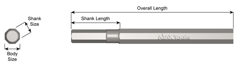 Hex Shank, Non-Collar,  Chipping Hammer, 3/4" Stock, Blank Chisel, 8" long 2
