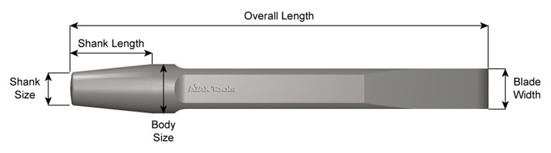 Standard Shank, Rivet Buster, Flat Chisel, 12" long 221-12