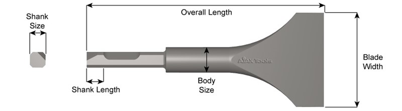 IR Shank, Weld Flux Scaler, 3" Wide Scaling Chisel, 7-1/2" Long 380-3