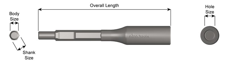 5/8" Round Spline Shank, 2" Ground Rod Driver, 10-1/2" Long 5017