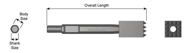 5/8" Round Spline Shank, 2 Piece Bush Tool, 10" Long 5019