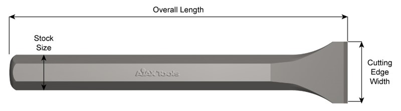 Hand Chisel, 3/4" Stock, Flat Chisel, 10" Long, 1-1/2" Blade Width 517