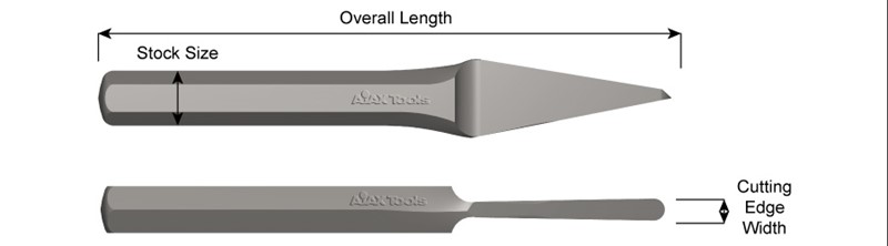 Hand Round Nose Chisel, 7/8" Stock, 9" Long, 1/2" Edge Width 536