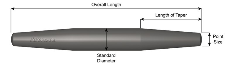 13/16" Diameter, Barrel Drift Pin, 3/8" Point Size, 8" Long 634