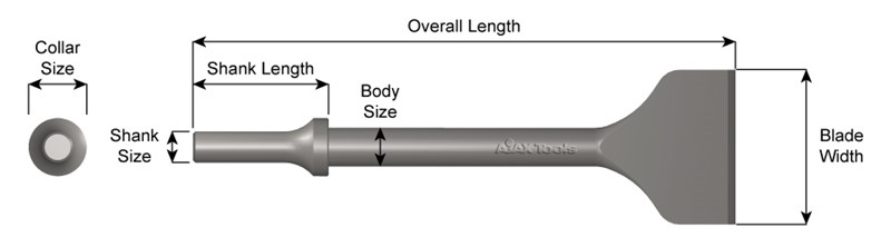 .401 Shank, Flat Chisel, 2" Blade Width,  7" Long 910-2